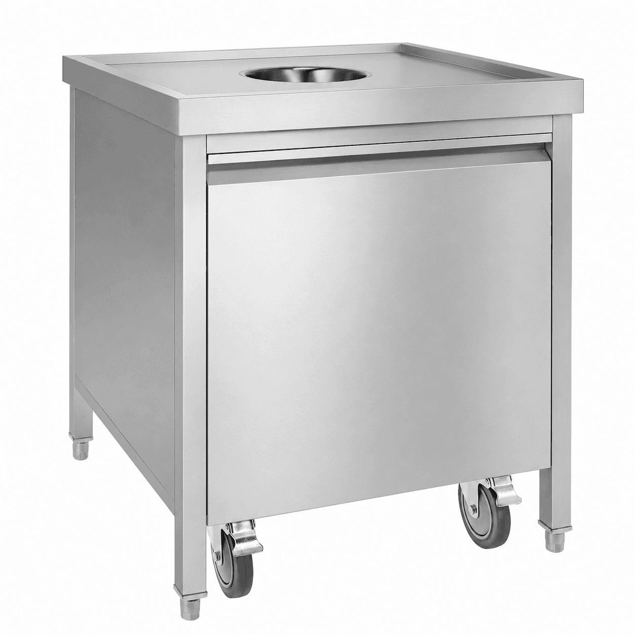 Commercial Built-In Stainless Steel Waste Bin with Roll-Out Container & Soft-Close Lid