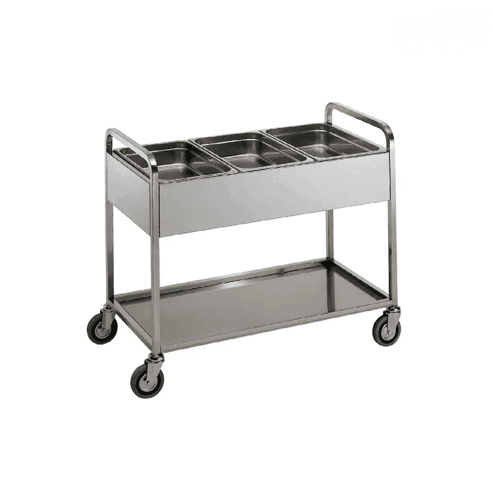Commercial GN Trolley ? Stainless Steel 3 GN 1/1 Capacity Service Trolley