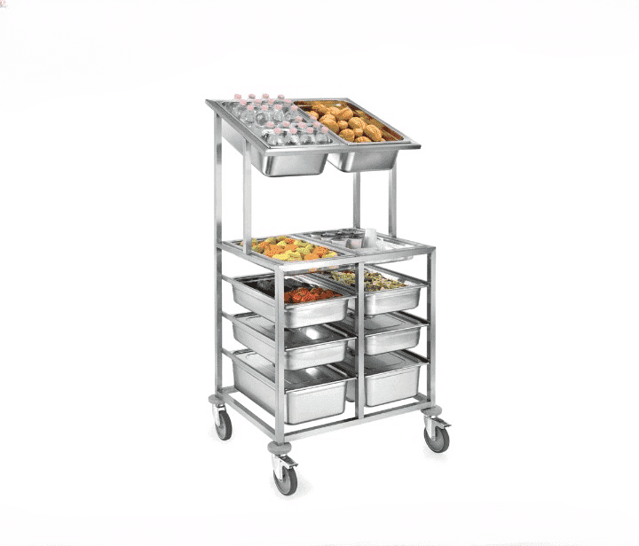 Commercial Trolley for GN ? Stainless Steel Fresh Meals Preparation Trolley